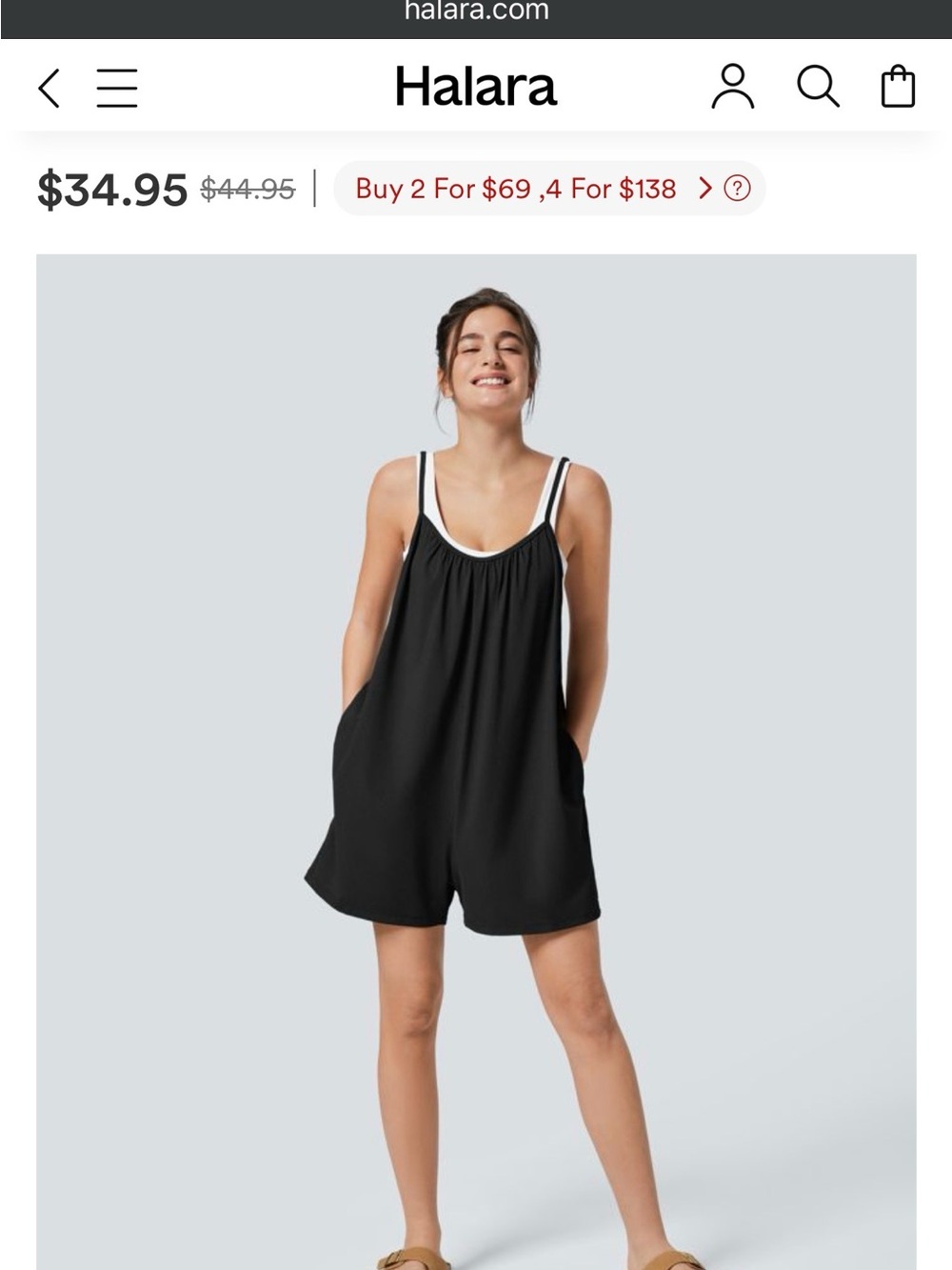 HALARA Black Sleeveless Mini jumpsuit